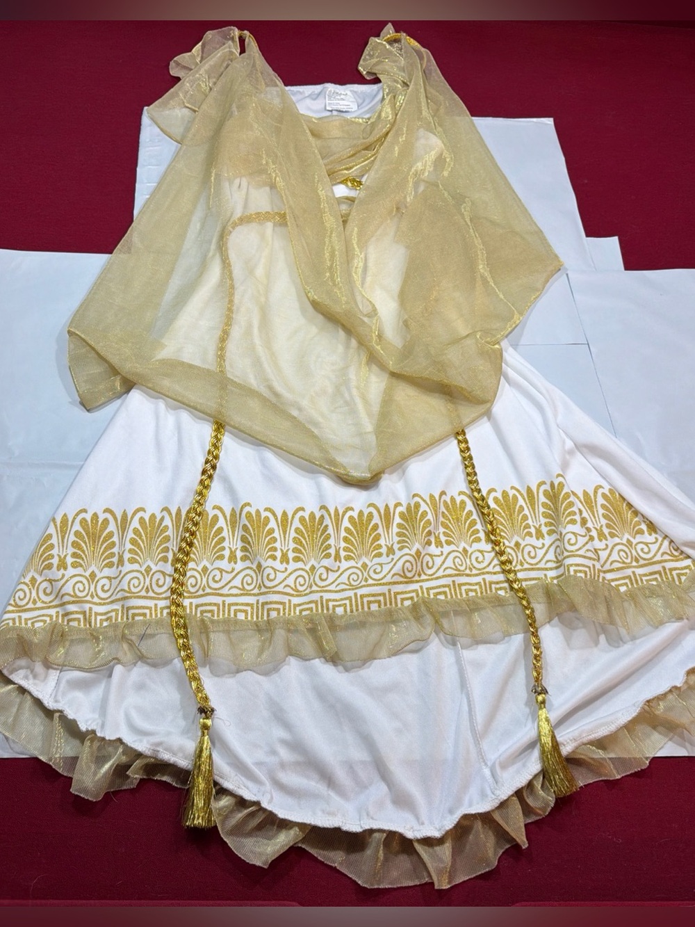 GREEK Goddess gold White DRESS TEEN M Toga DANCE Costume Princess Halloween